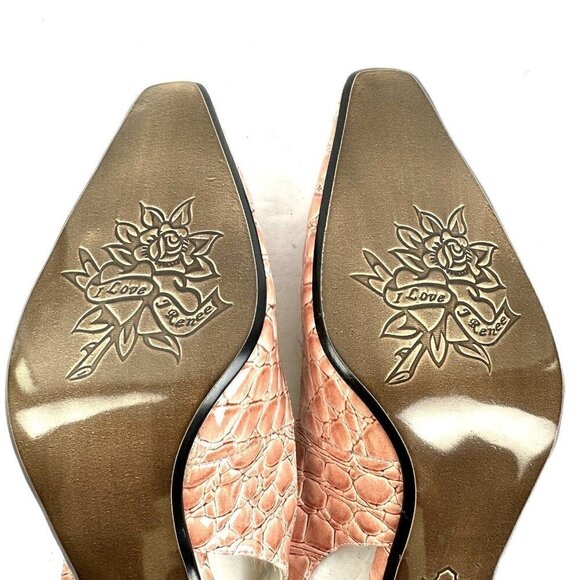 J Renee Tandra Heel 7 Pale Pink Croc. Embossed Slingback Shoes Womens Brand NEW - Picture 8 of 10